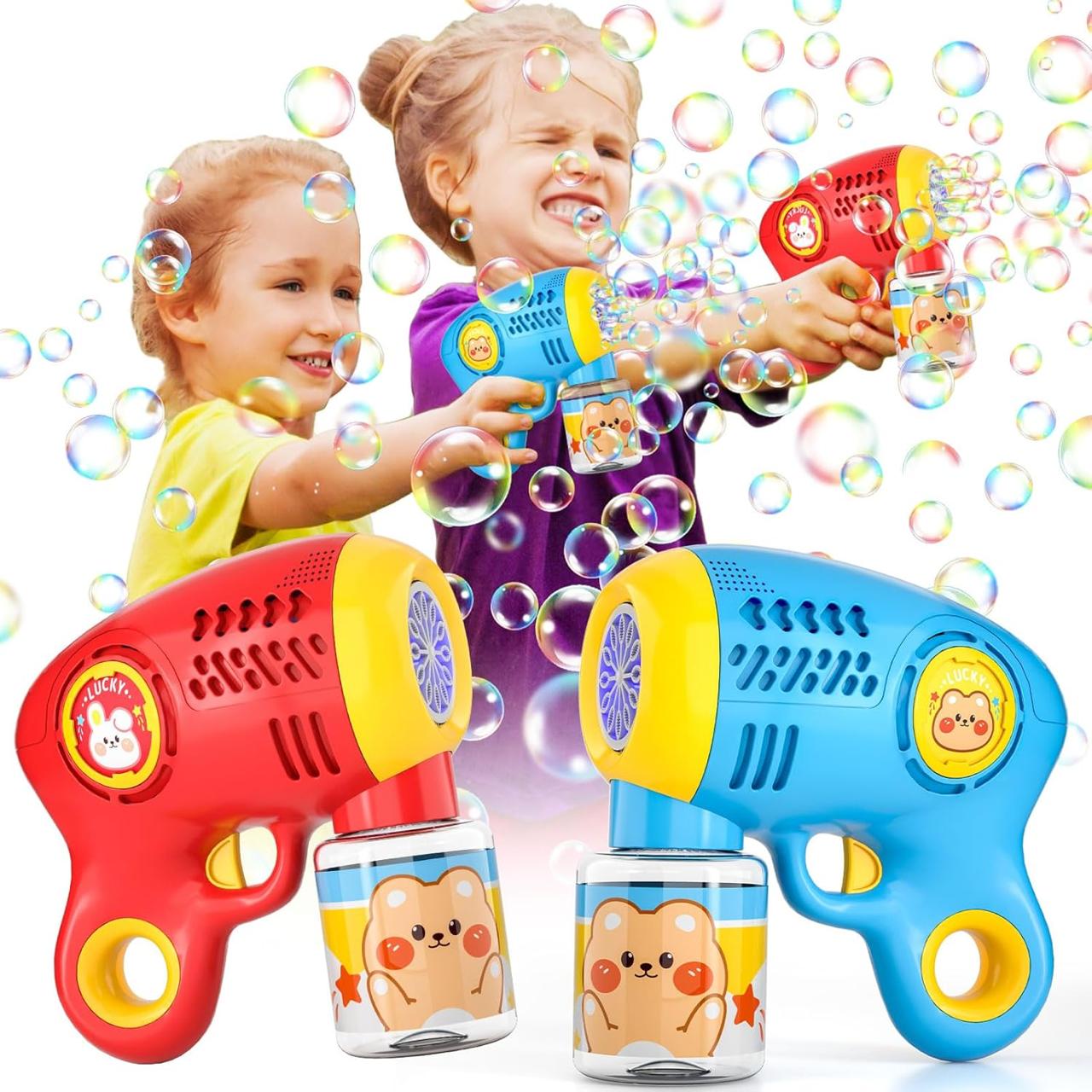 Ducky Bubble Gun Set with 2 Bubble Solution Bottles – Yellow