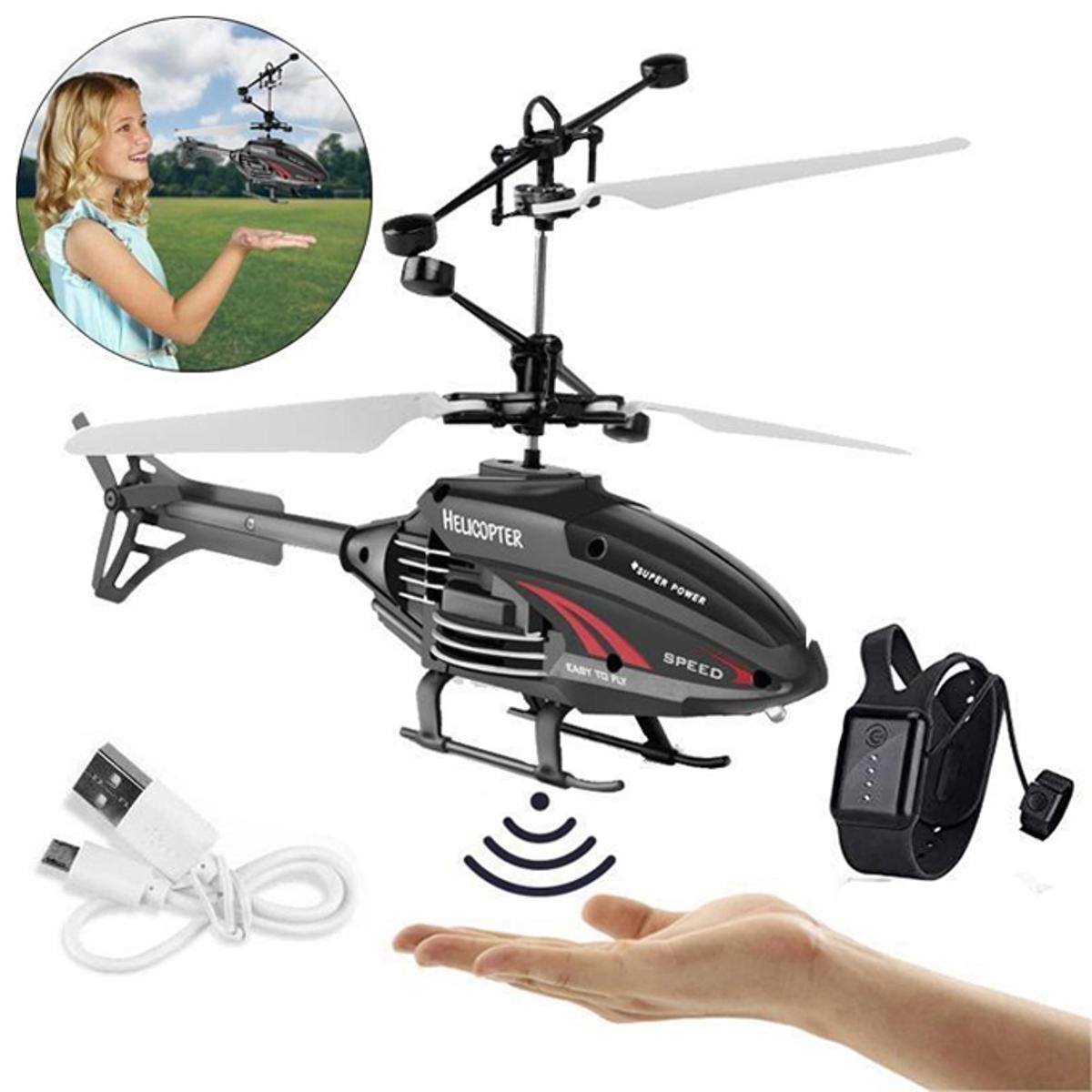 VRIKRION Remote Control Helicopter Toy for Kids with Hand Sensor Auto-Lift, Rechargeable RC Chopper, Indoor and Outdoor Flying Toy, Battery Powered, Plastic, 6 Years and Up (Blackgreen) Brand: VRIKRION