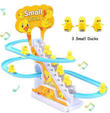 Duck Slide Toy Set with Lights & Music – Automatic Stair-Climbing Ducklings Race Track